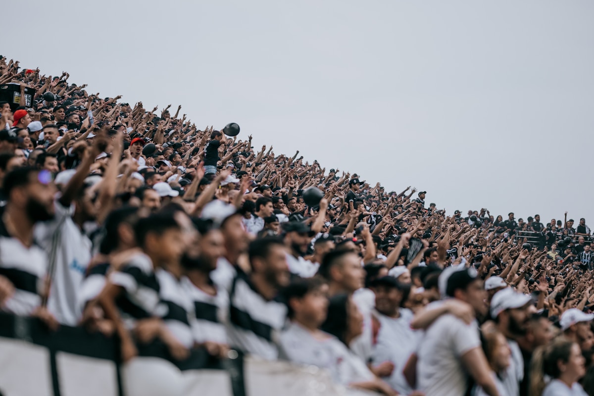 A large crowd of people at a sporting event