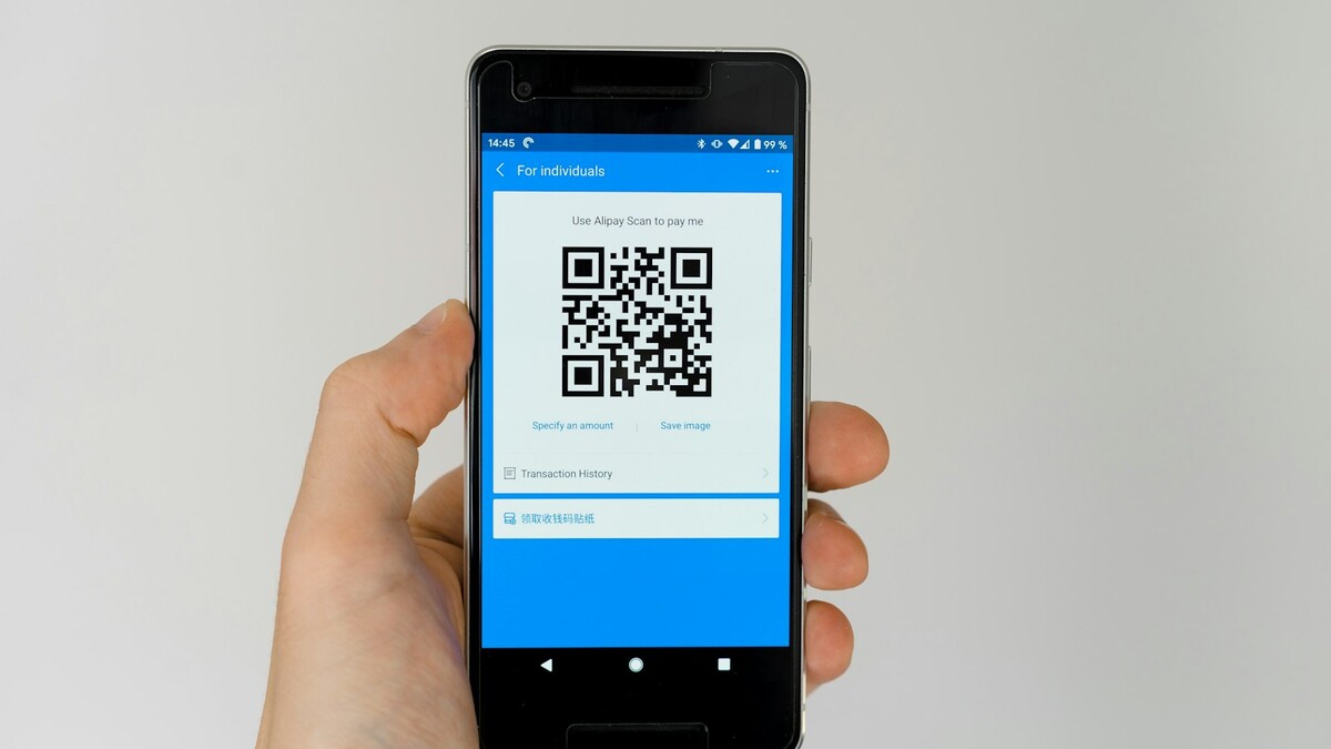 Link wa.me é seguro? O que ele revela sobre o seu número Smartphone Android exibindo um QR Code na tela, segurado por uma mão